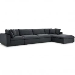 Modway Living Room Cloud Down Filled 5 Pcs Modular Sectional