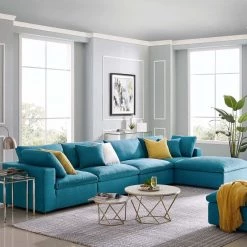 Modway Living Room Cloud Down Filled 5 Pcs Modular Sectional