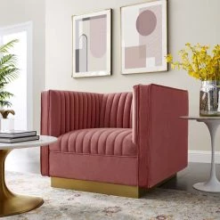 Modway Sanguine Vertical Channel Tufted Accent Performance Velvet Armchair