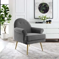 Modway Living Room Revive Tufted Button Accent Performance Velvet Armchair