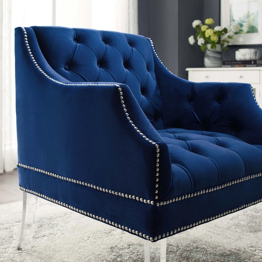 Modway Proverbial Tufted Button Accent Performance Velvet Armchair Living Room