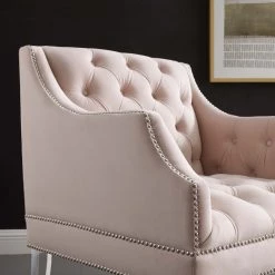 Modway Proverbial Tufted Button Accent Performance Velvet Armchair Living Room