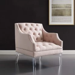 Modway Proverbial Tufted Button Accent Performance Velvet Armchair Living Room