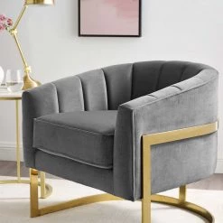Modway Esteem Vertical Channel Tufted Performance Velvet Accent Armchair Living Room