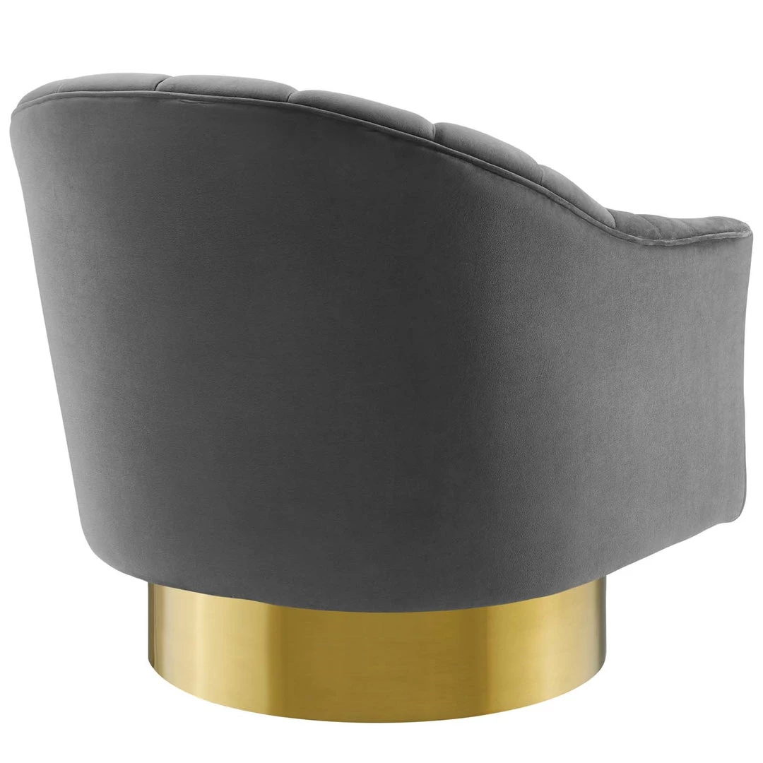 Modway Living Room Buoyant Vertical Channel Tufted Accent Lounge Performance Velvet Swivel Chair