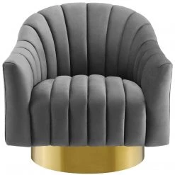 Modway Living Room Buoyant Vertical Channel Tufted Accent Lounge Performance Velvet Swivel Chair