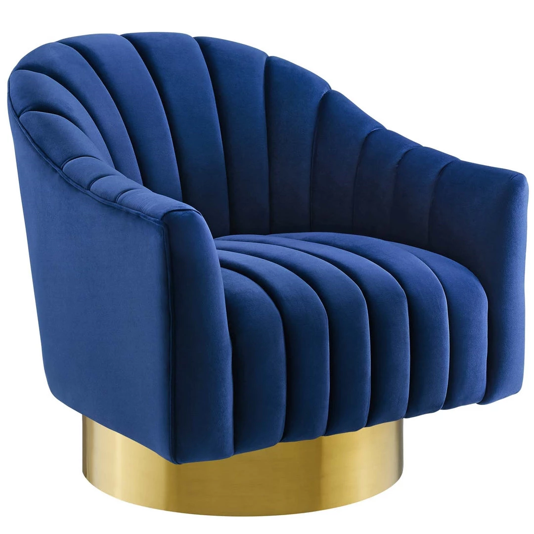 Modway Living Room Buoyant Vertical Channel Tufted Accent Lounge Performance Velvet Swivel Chair