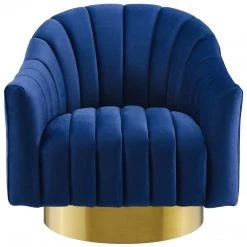 Modway Living Room Buoyant Vertical Channel Tufted Accent Lounge Performance Velvet Swivel Chair