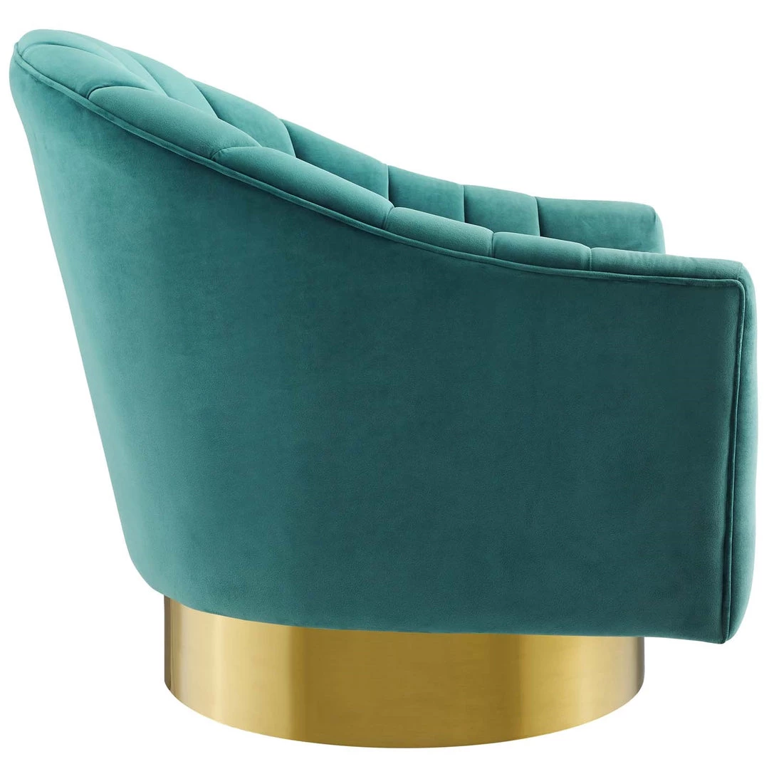 Modway Living Room Buoyant Vertical Channel Tufted Accent Lounge Performance Velvet Swivel Chair
