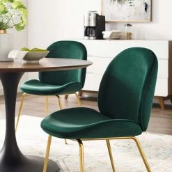 Modway Dining Room Scoop Gold Legs Velvet Dining Chair