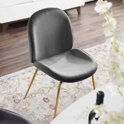 Modway Dining Room Scoop Gold Legs Velvet Dining Chair