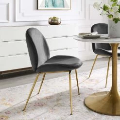 Modway Dining Room Scoop Gold Legs Velvet Dining Chair