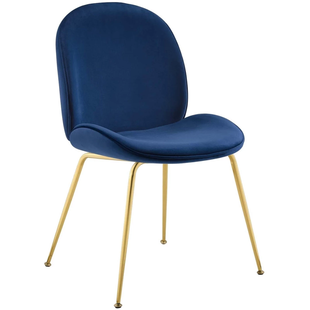 Modway Dining Room Scoop Gold Legs Velvet Dining Chair