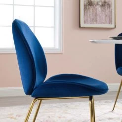 Modway Dining Room Scoop Gold Legs Velvet Dining Chair