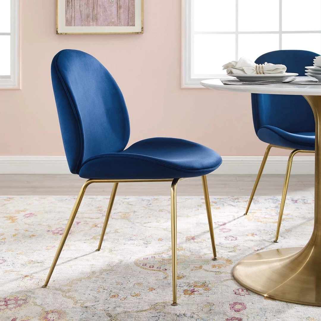 Modway Dining Room Scoop Gold Legs Velvet Dining Chair