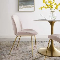 Modway Dining Room Scoop Gold Legs Velvet Dining Chair