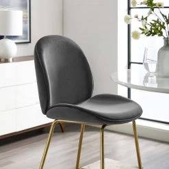 Modway Dining Room Scoop Velvet Bar Stool