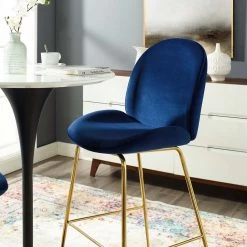 Modway Dining Room Scoop Velvet Bar Stool