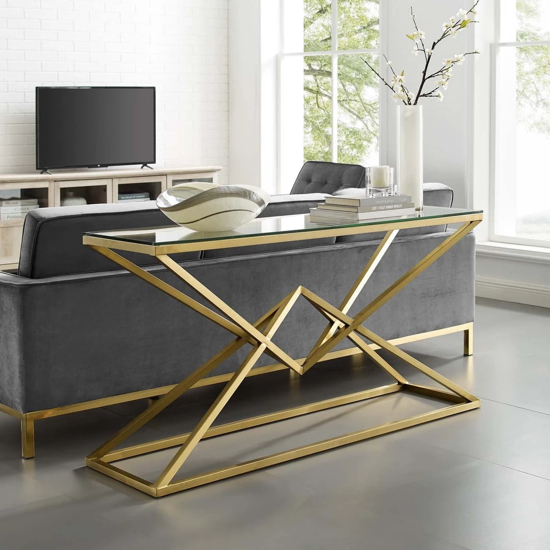 Modway Chloe Gold Stainless Steel Console Table