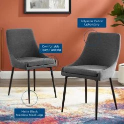 Modway Upholstered Fabric Dining Chairs - Set Of 2
