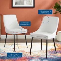 Modway Upholstered Fabric Dining Chairs - Set Of 2