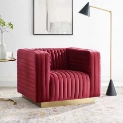 Modway Charisma Channel Tufted Performance Velvet Accent Armchair Living Room