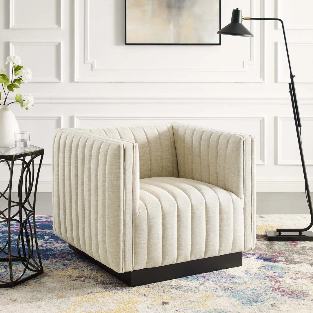 Modway Conjure Tufted Upholstered Fabric Armchair Living Room