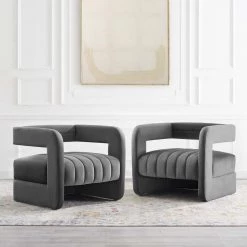 Modway Range Tufted Performance Velvet Accent Armchair Set Of 2