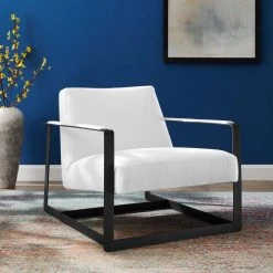 Modway Seg Upholstered Accent Chair In Black White