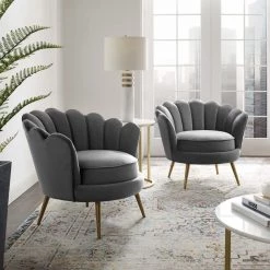 Modway Admire Accent Armchair Performance Velvet Set Of 2 Living Room