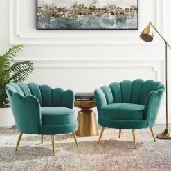 Modway Admire Accent Armchair Performance Velvet Set Of 2 Living Room