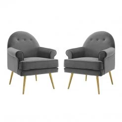 Modway Living Room Revive Armchair Performance Velvet Set Of 2