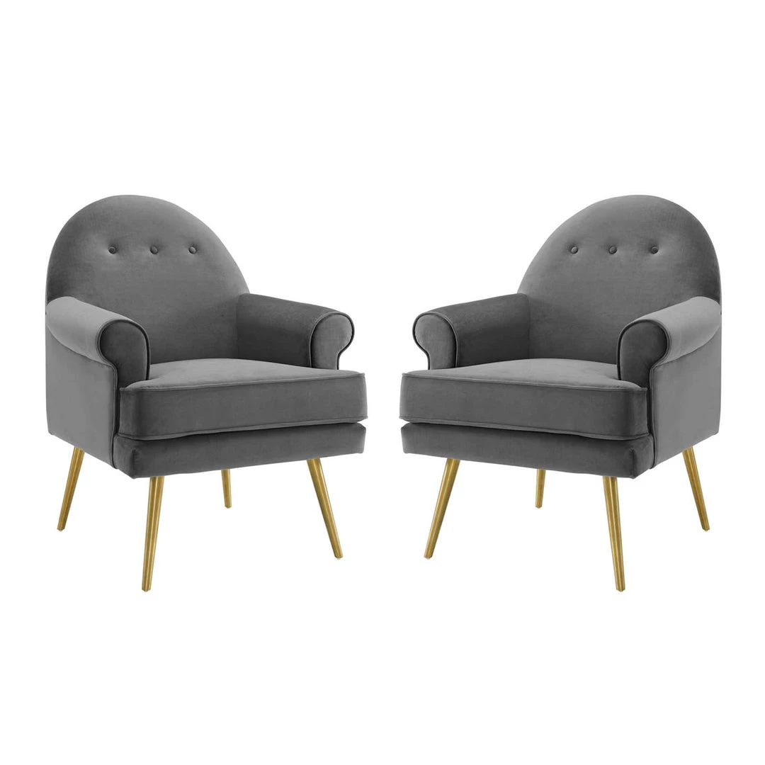 Modway Living Room Revive Armchair Performance Velvet Set Of 2