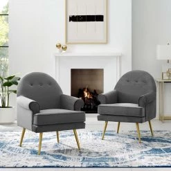 Modway Living Room Revive Armchair Performance Velvet Set Of 2