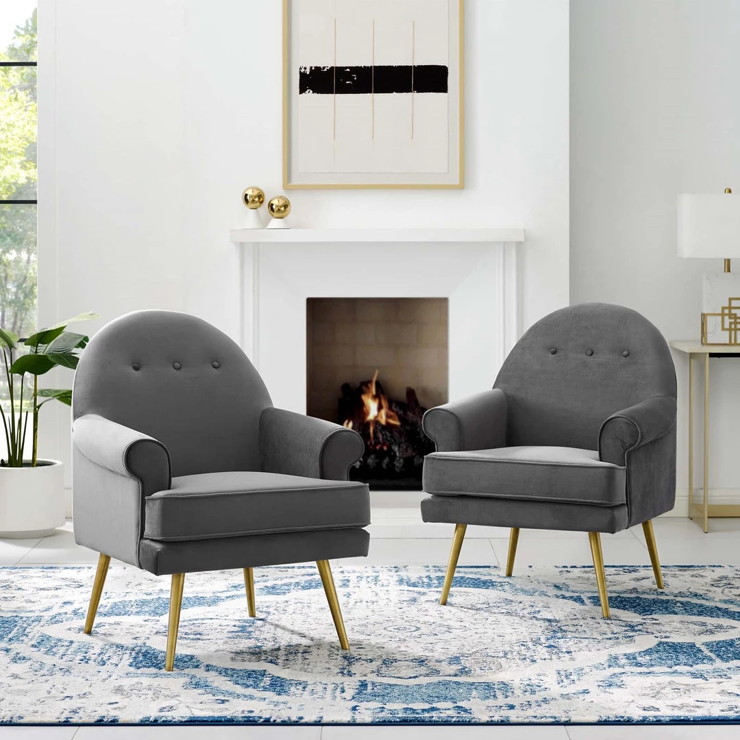 Modway Living Room Revive Armchair Performance Velvet Set Of 2