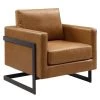 Modway Living Room Posse Vegan Leather Accent Chair In Black Tan