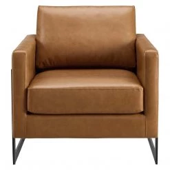 Modway Living Room Posse Vegan Leather Accent Chair In Black Tan