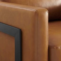 Modway Living Room Posse Vegan Leather Accent Chair In Black Tan