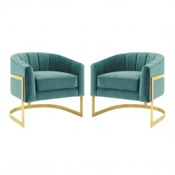 Modway Living Room Esteem Accent Armchair Performance Velvet Set Of 2