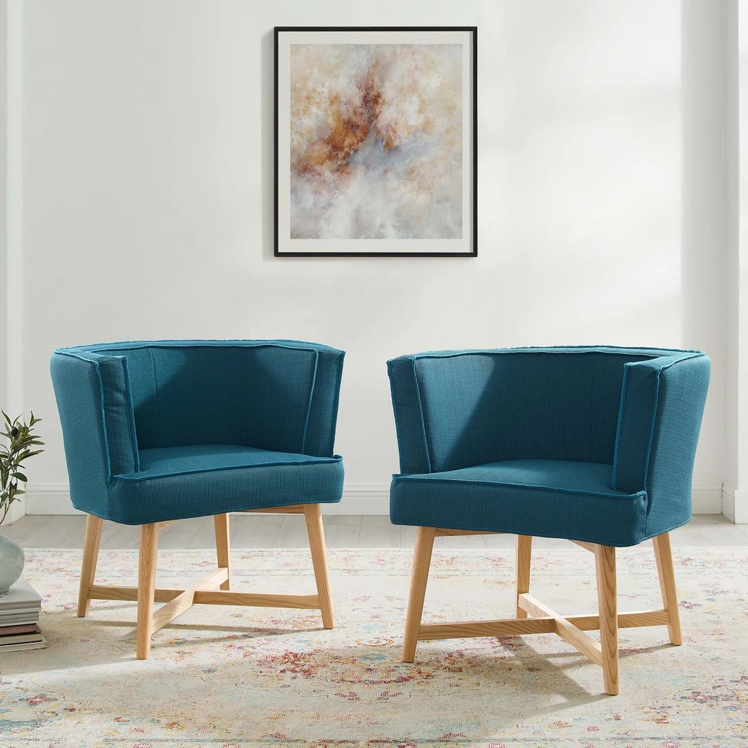 Modway Anders Accent Chair Upholstered Fabric Set Of 2 Living Room