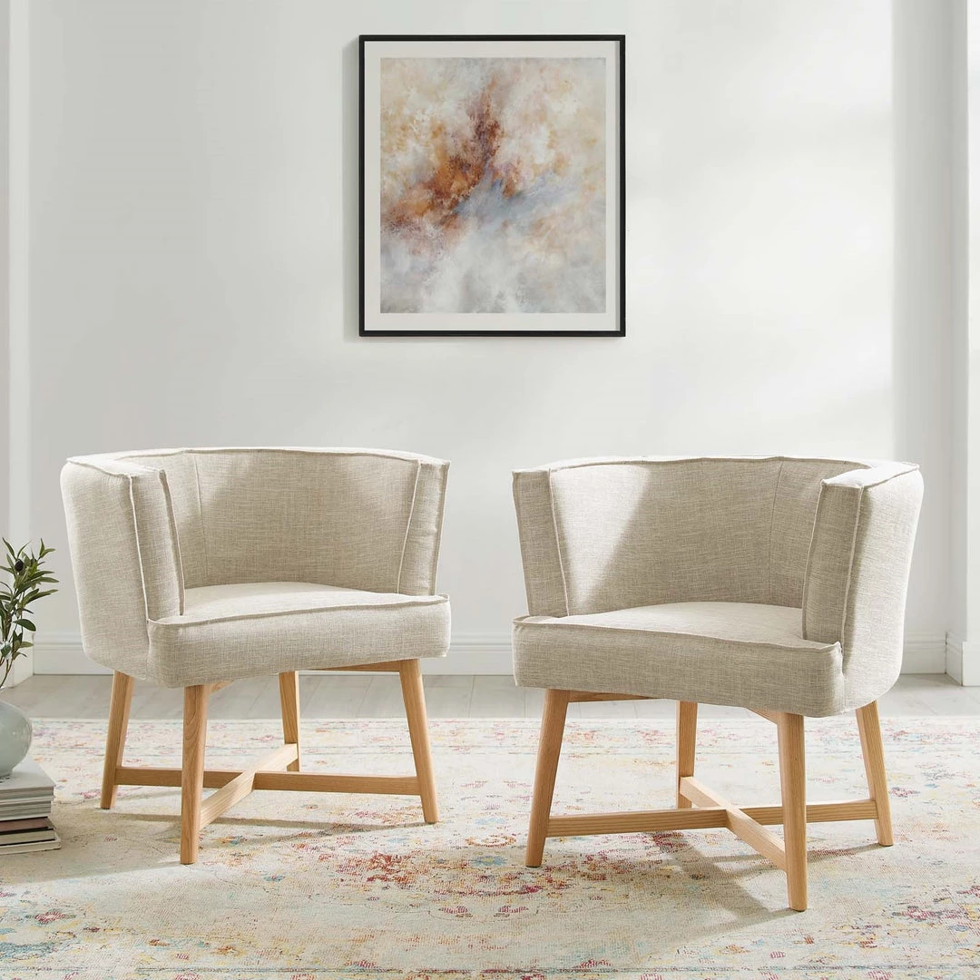 Modway Anders Accent Chair Upholstered Fabric Set Of 2 Living Room