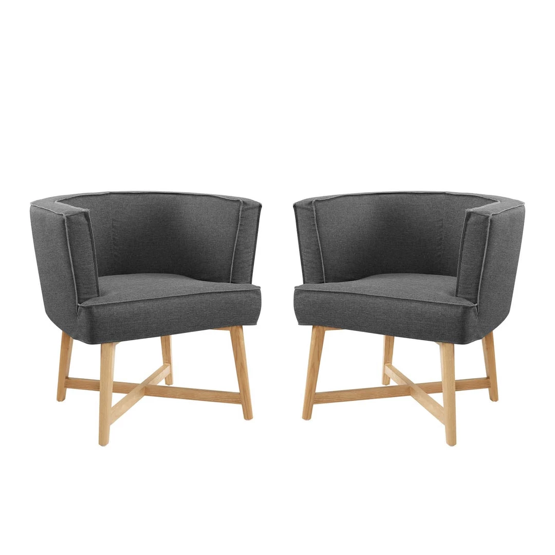 Modway Anders Accent Chair Upholstered Fabric Set Of 2 Living Room