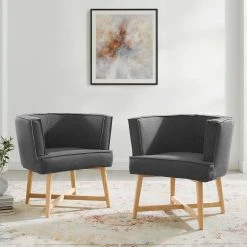 Modway Anders Accent Chair Upholstered Fabric Set Of 2 Living Room