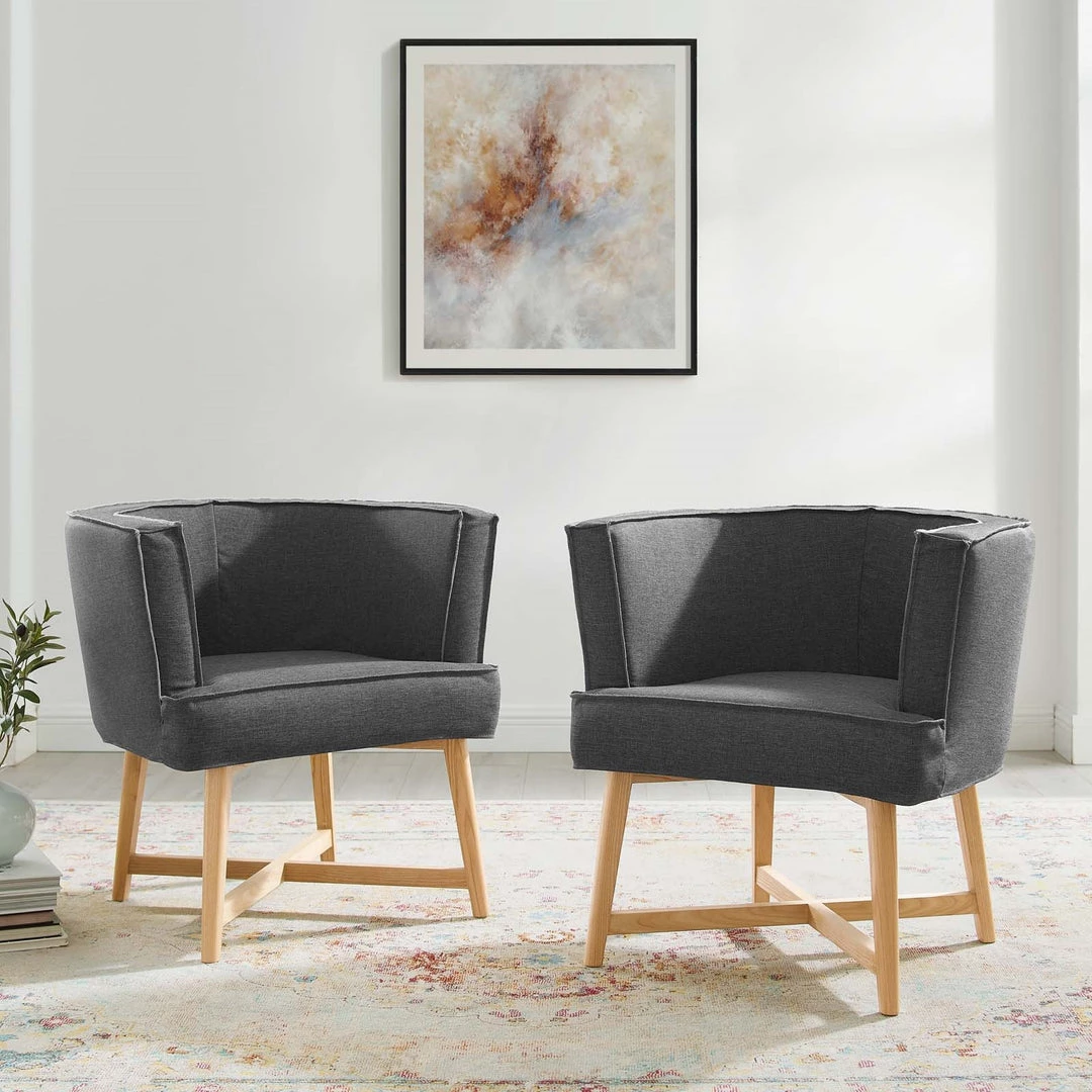 Modway Anders Accent Chair Upholstered Fabric Set Of 2 Living Room