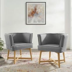 Modway Anders Accent Chair Upholstered Fabric Set Of 2 Living Room