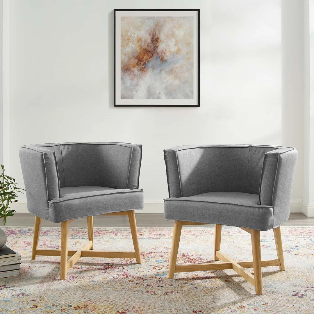Modway Anders Accent Chair Upholstered Fabric Set Of 2 Living Room