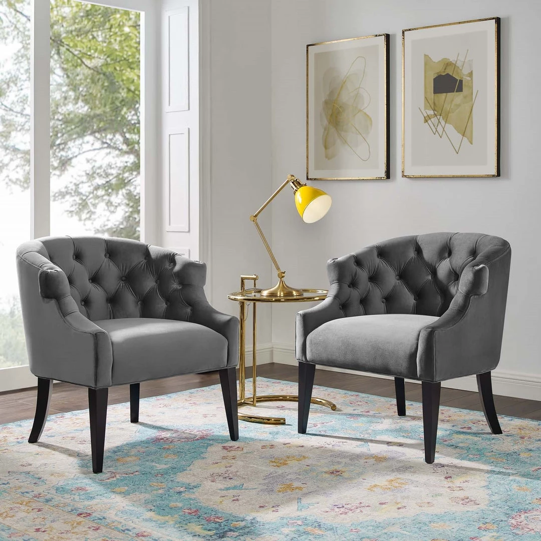Modway Precept Armchair Performance Velvet Set Of 2 Living Room