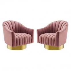 Modway Living Room Buoyant Swivel Chair Performance Velvet Set Of 2