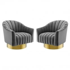 Modway Living Room Buoyant Swivel Chair Performance Velvet Set Of 2