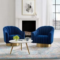 Modway Living Room Buoyant Swivel Chair Performance Velvet Set Of 2